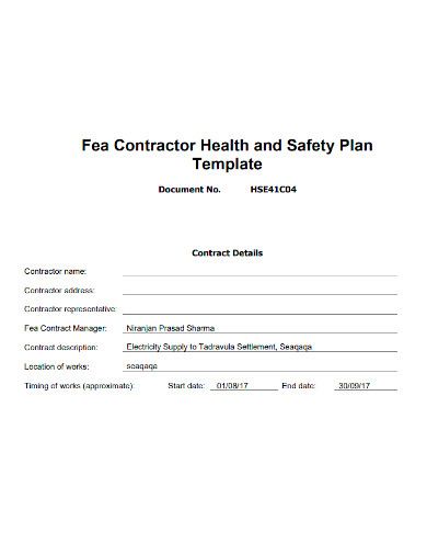 contractor health and safety plan