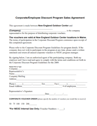 corporate employee sales agreement