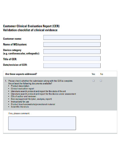 customer clinical evaluation report