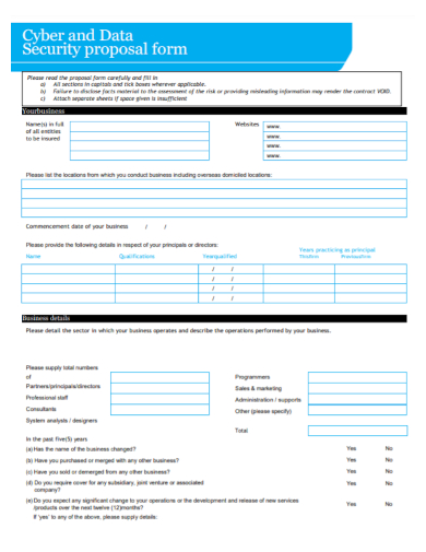 cyber and data security proposal form