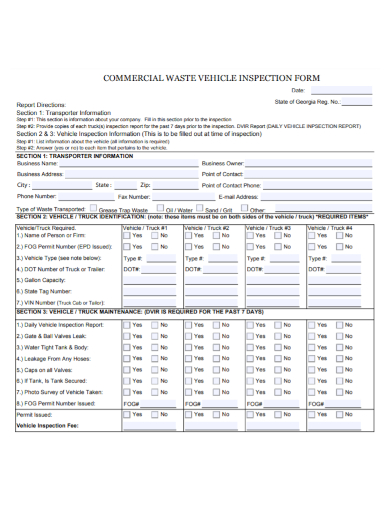 daily waste vehicle inspection form