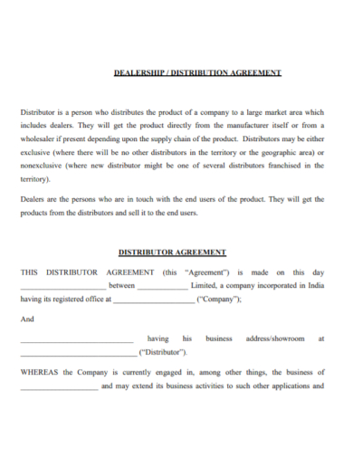 dealership distribution agreement