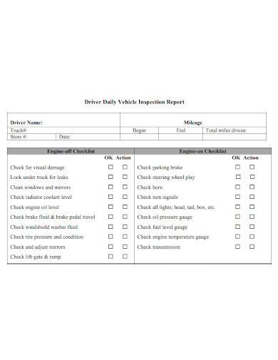 editable daily truck inspection report