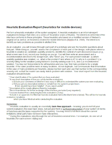 FREE 7+ Heuristic Evaluation Report Samples in PDF | DOC