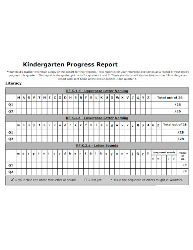 editable kindergarten progress report