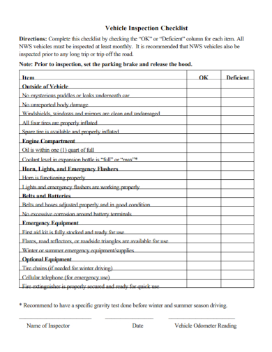 editable monthly vehicle inspection checklist