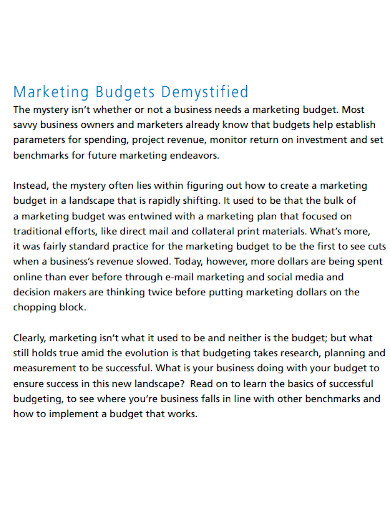 editable non profit marketing budget