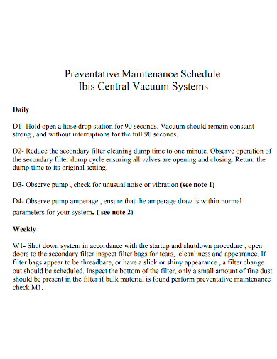 editable preventative maintenance schedule