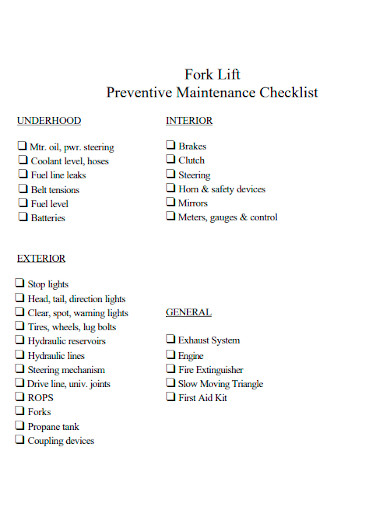 editable preventive maintenance checklist