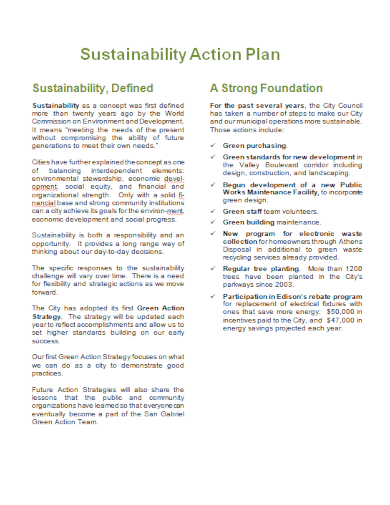 FREE 10 Sustainability Action Plan Samples Environmental 