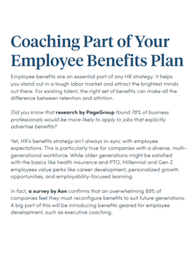 employee benefits coaching plan