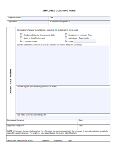 employee coaching plan form