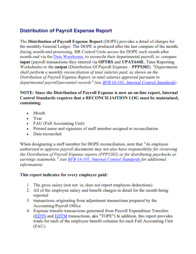 employee distribution payroll expense report