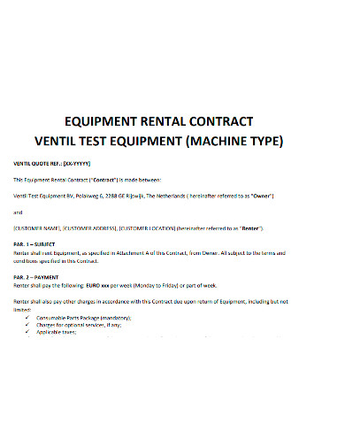 equipment rental payment contract