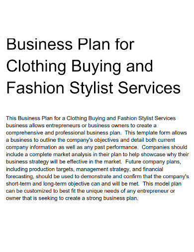 business plan sample for fashion designer