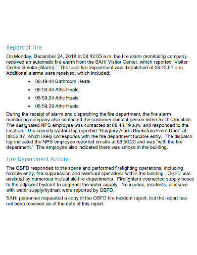 fire accident investigation report
