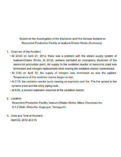 fire incident investigation report