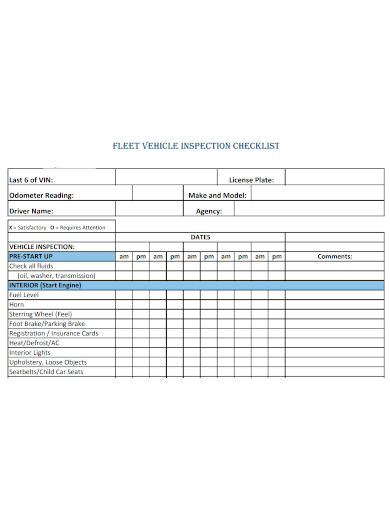 Fleet Vehicle Inspection Checklist Template Sample Geneevarojr Gambaran