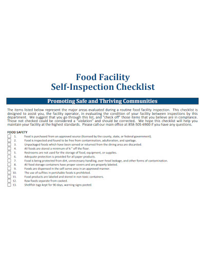 food facility self inspection checklist