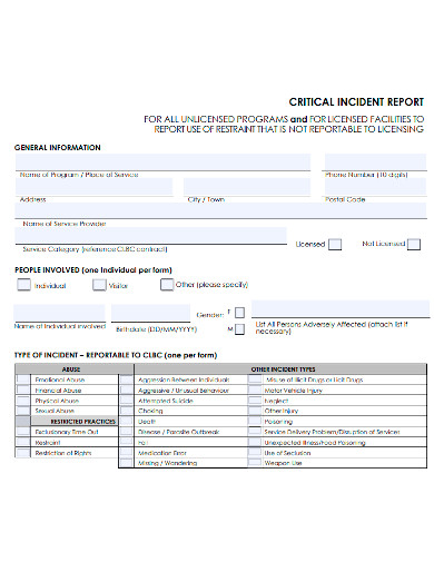 food poisoning critical incident report