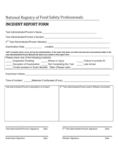 food safety incident report form