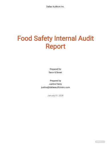 food safety internal audit report
