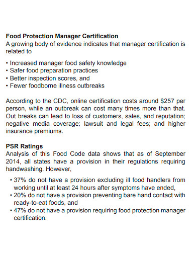 food safety prevention status report