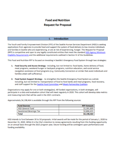 food and nutrition security request for proposal
