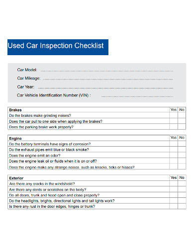 formal car inspection checklist