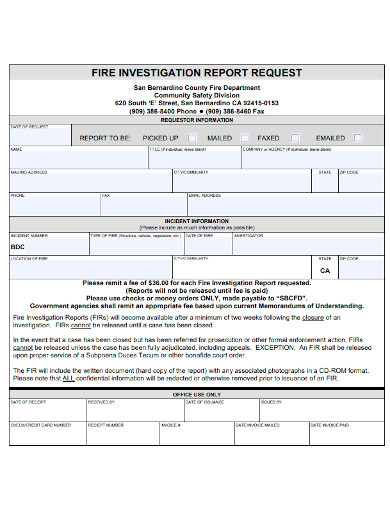 formal fire investigation report
