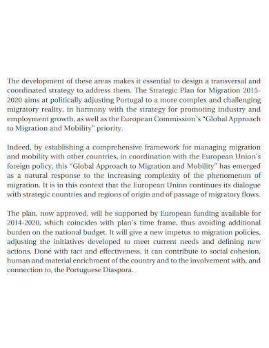formal migration plan