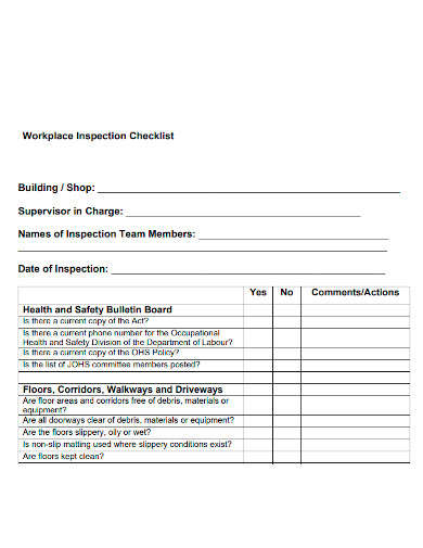 formal workplace inspection checklist