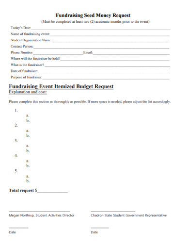 fundraising event itemized budget