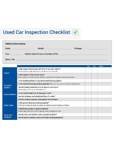 general car inspection checklist