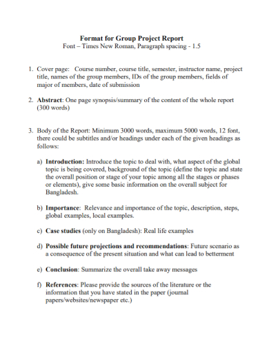 group project report format