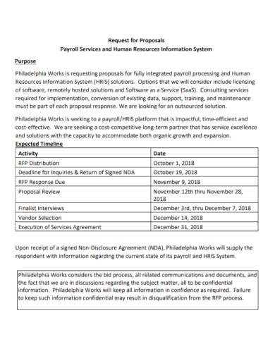 hr information system services request for proposal