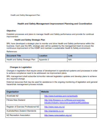 health and safety management strategic plan
