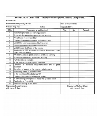 heavy vehicle trailer inspection checklist