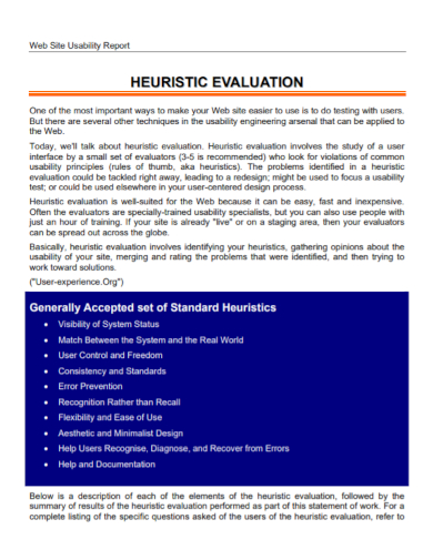 heuristic evaluation usability report