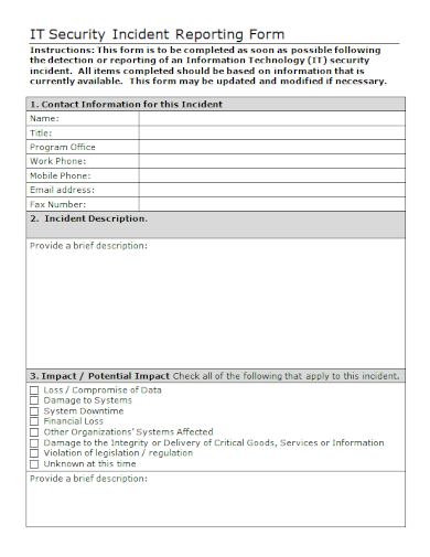 it security incident reporting form
