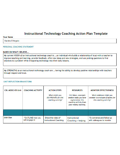 instructional technology coaching action plan
