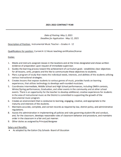 instrument music teaching contract