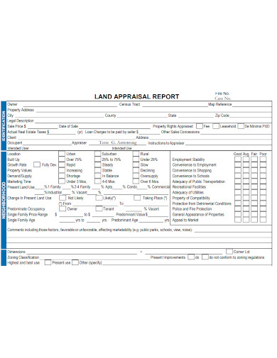 land appraisal report format