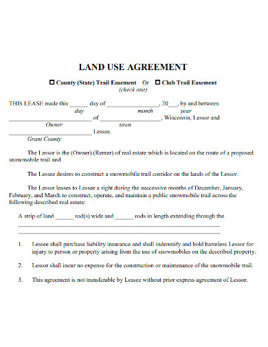 land use agreement format