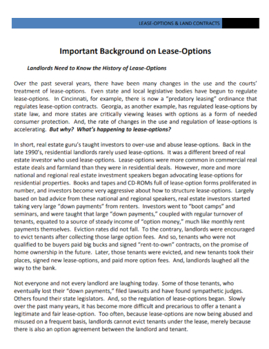 lease option land contract