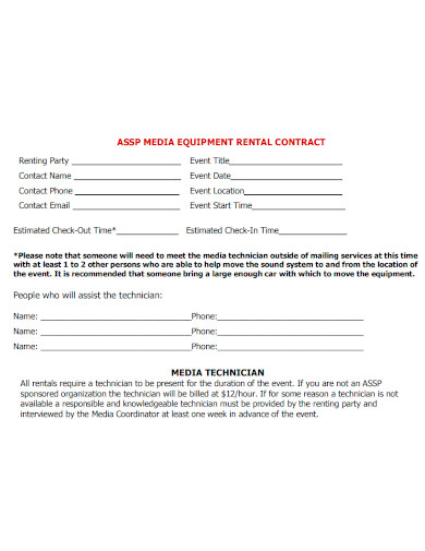 media equipment rental contract
