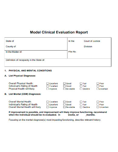 model clinical evaluation report