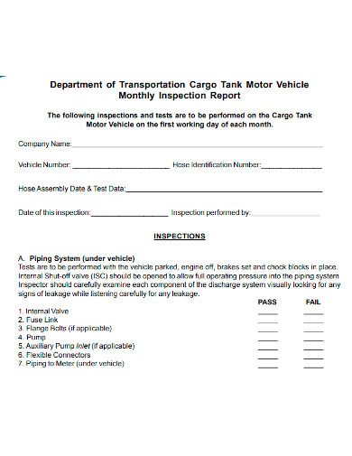 monthly motor vehicle inspection report