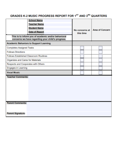 FREE 8 Music Student Progress Report Samples In PDF DOC