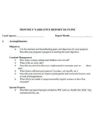 narrative accomplishment report outline